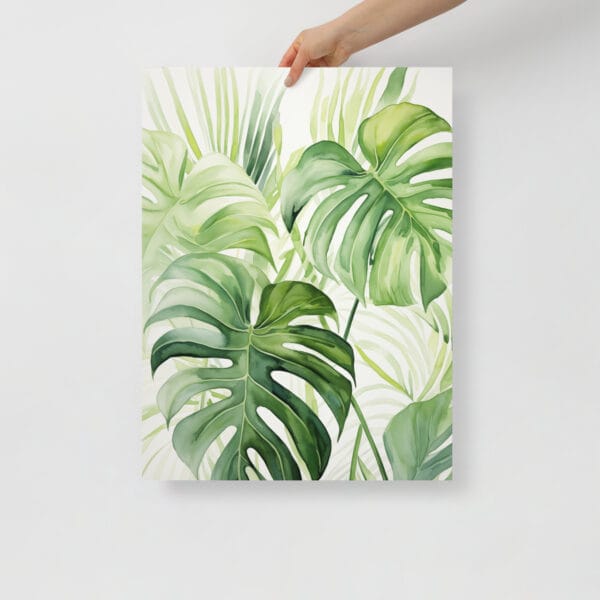 Jungle Whispers - Watercolor Leaves in Emerald Hues - Image 2
