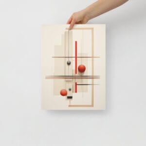 Vintage Bauhaus Symphony - Mid-Century Balance in Beige and Red