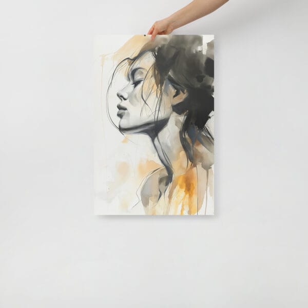 Subdued Essence - Minimalist Reverie in Dark White and Amber - Image 3