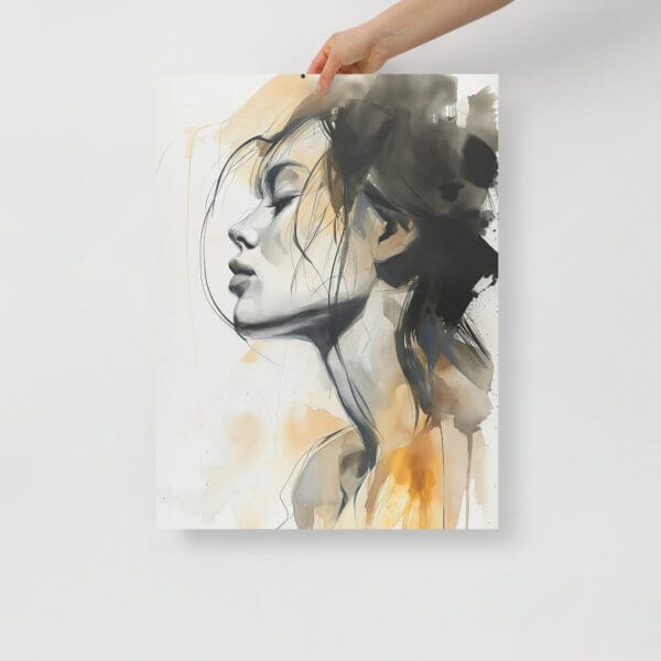 Subdued Essence - Minimalist Reverie in Dark White and Amber - Image 2