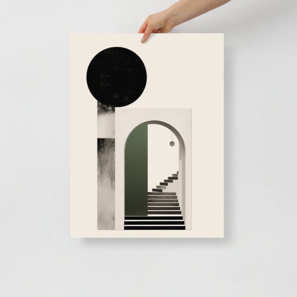 Emerald Essence - Monochrome Collage with Linear Archways - Image 2