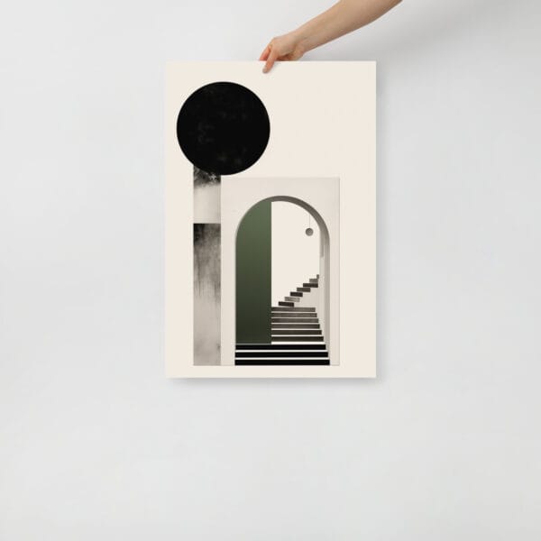 Emerald Essence - Monochrome Collage with Linear Archways - Image 3