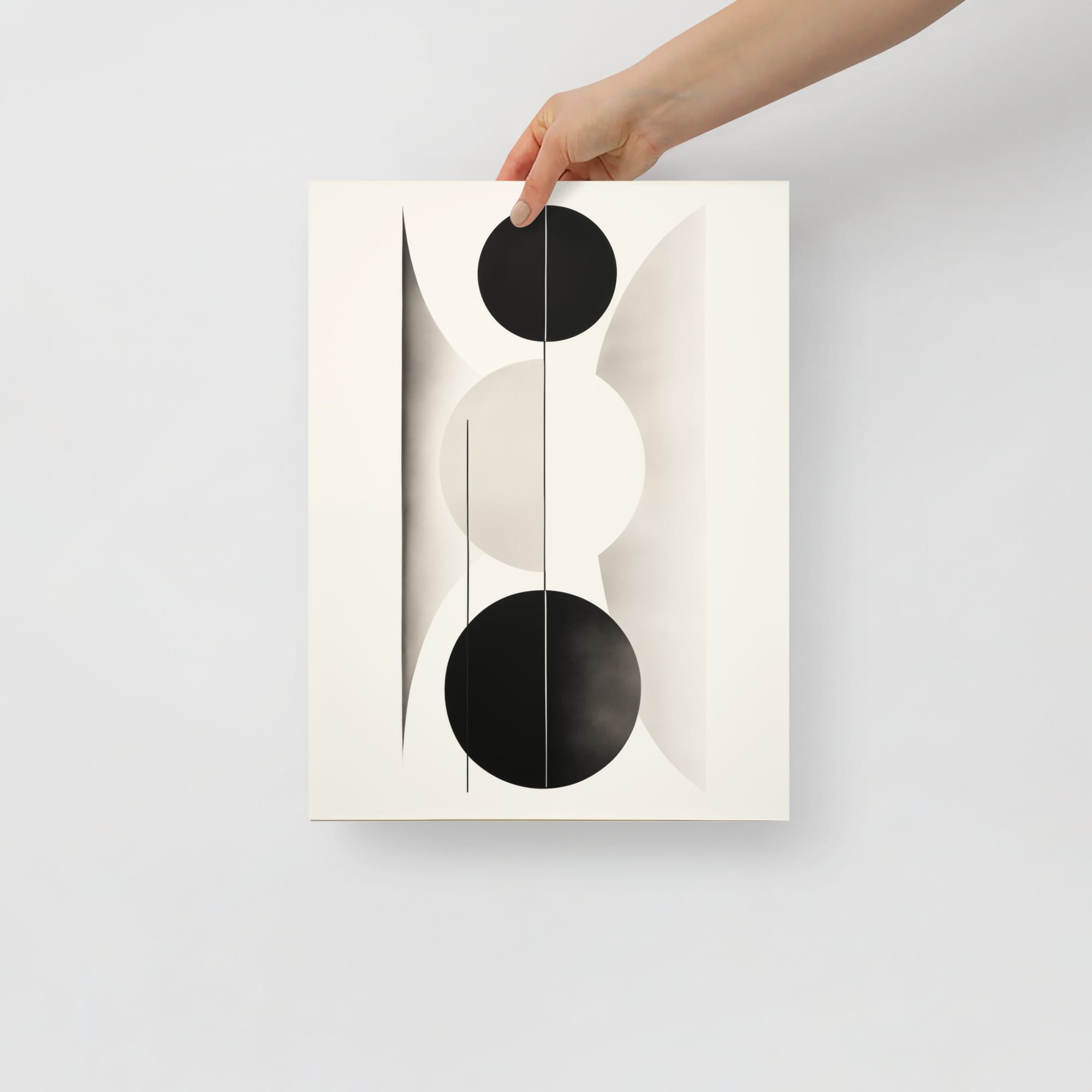Graceful Geometry - Shin Hanga-Inspired Monochrome Abstraction