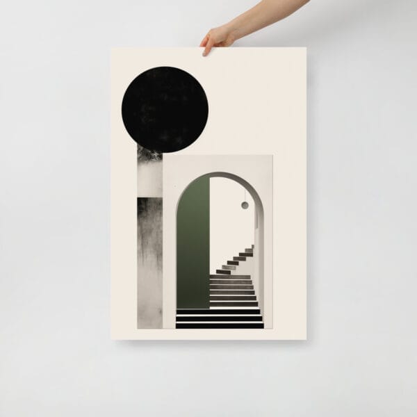 Emerald Essence - Monochrome Collage with Linear Archways - Image 4