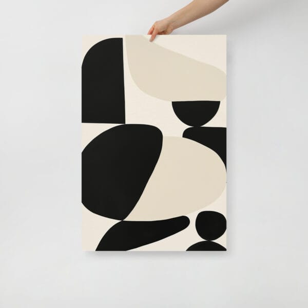 Monochrome Melody - Graceful Curves in Shin Hanga Abstraction - Image 4