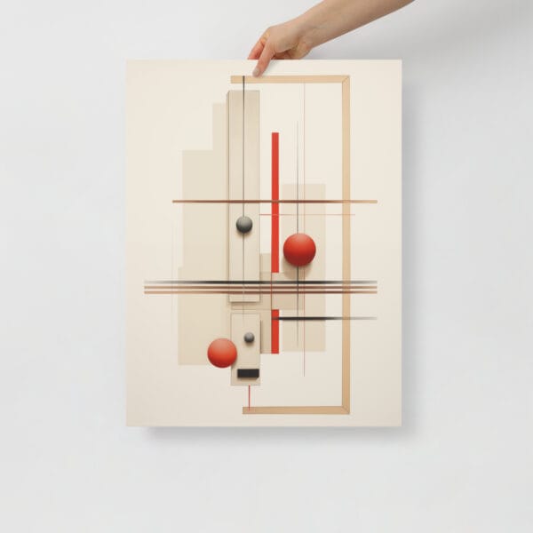 Vintage Bauhaus Symphony - Mid-Century Balance in Beige and Red - Image 2