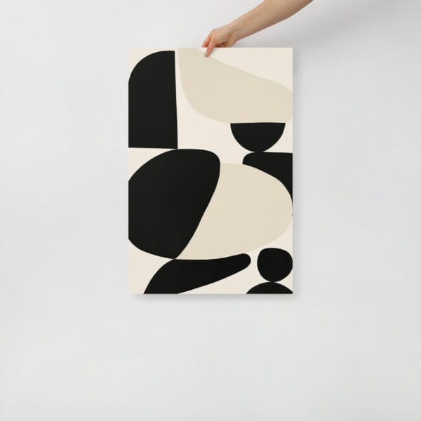 Monochrome Melody - Graceful Curves in Shin Hanga Abstraction - Image 3