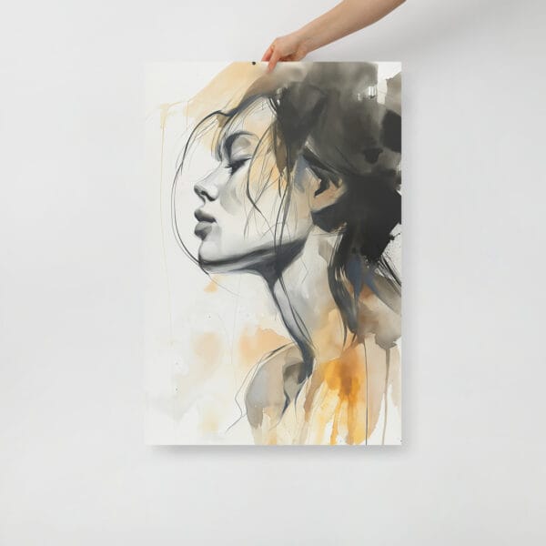 Subdued Essence - Minimalist Reverie in Dark White and Amber - Image 4